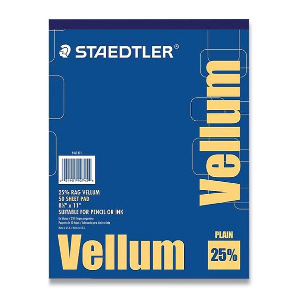 Staedtler Vellum Tracing Paper, 8.5 x 11, White, 50/Pad 946T 811 Zoro